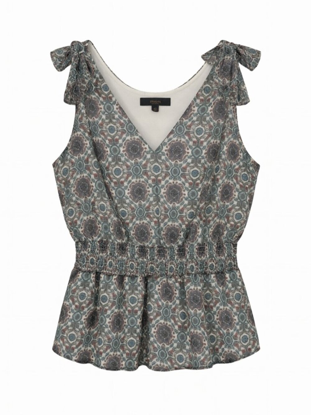 Eclair Blue Pink Patterned Sleeveless Top L